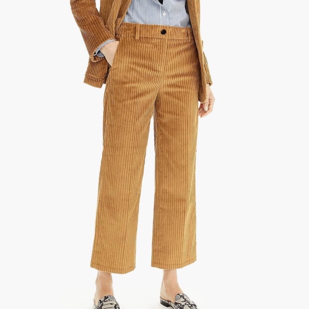 J. Crew Wide-Leg Cropped Pant in Corduroy Melted Caramel Size 8